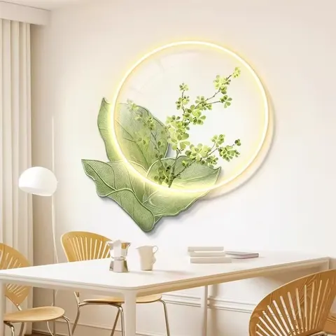 植物 单幅 装饰画 现代简约 餐厅背景墙挂画 LED带灯画