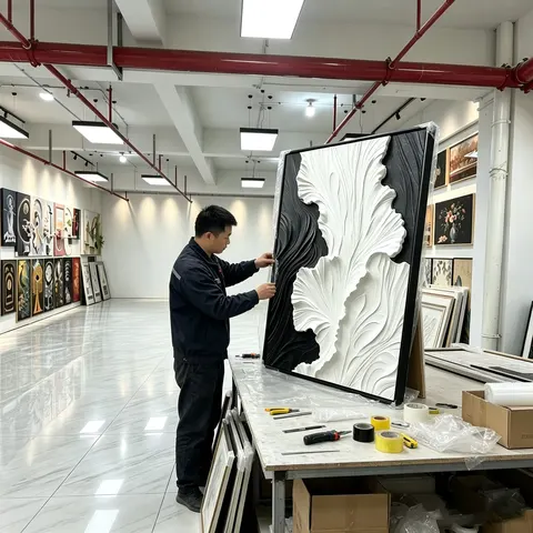 繁花 单幅 装饰画 轻奢风 客厅背景墙挂画 LED带灯画