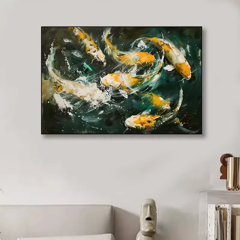 锦鲤 单幅 装饰画 新中式 玄关背景墙挂画