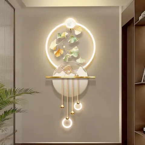 银杏 单幅 装饰画 现代简约 玄关背景墙挂画 LED带灯画
