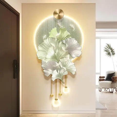 银杏 单幅 装饰画 现代简约 客厅背景墙挂画 LED带灯画