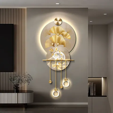 锦鲤 单幅 装饰画 现代简约 客厅背景墙挂画 LED带灯画