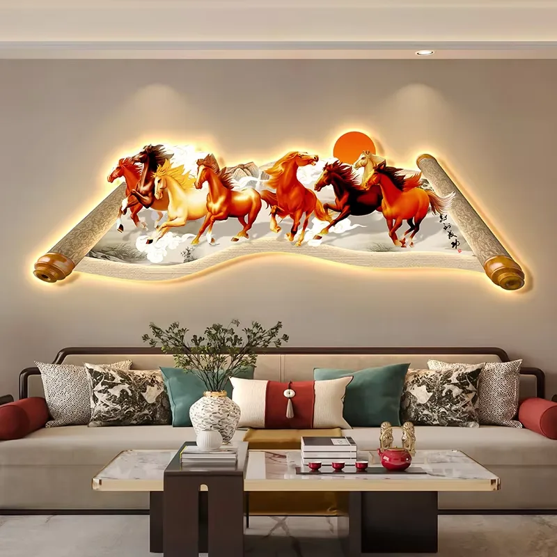 抽象 单幅 装饰画 现代简约 客厅背景墙挂画 LED带灯画