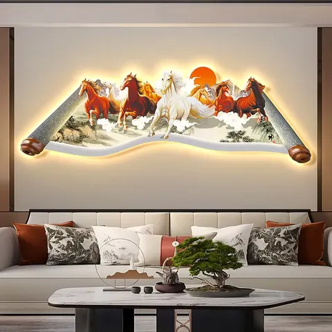 抽象 单幅 装饰画 现代简约 客厅背景墙挂画 LED带灯画