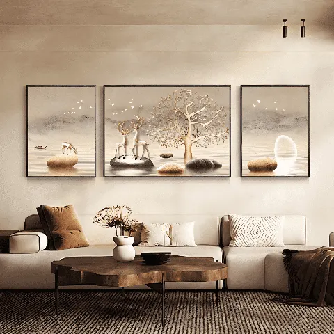 植物 单幅 装饰画 轻奢风 客厅背景墙挂画 晶瓷画