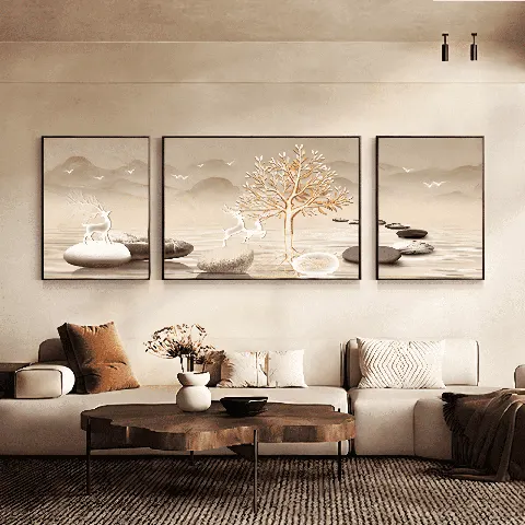 植物 单幅 装饰画 轻奢风 客厅背景墙挂画 晶瓷画