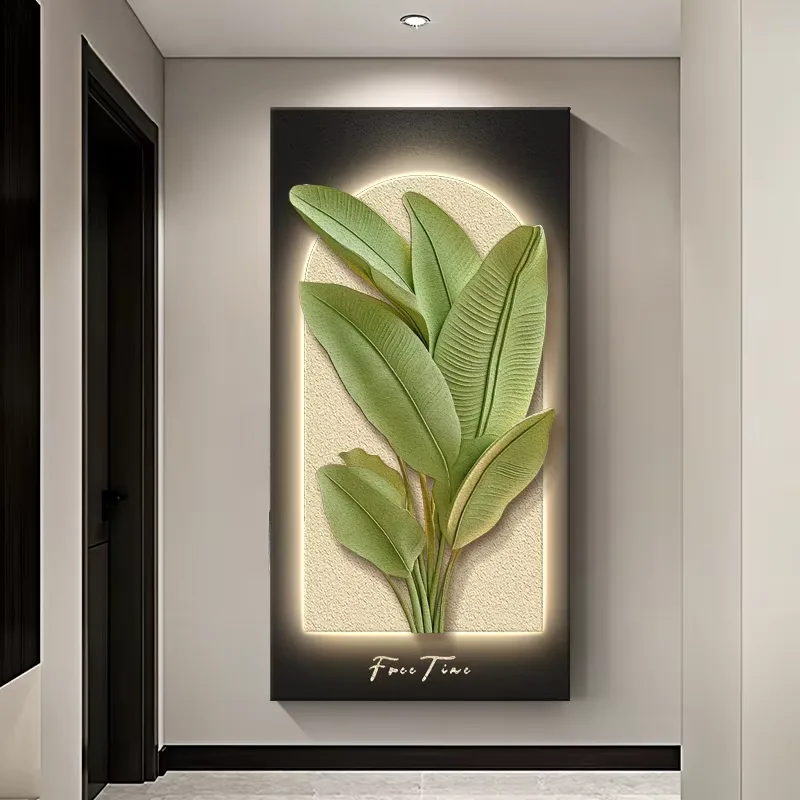 植物 单幅 装饰画 现代简约 玄关背景墙挂画 LED带灯画