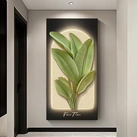 植物 单幅 装饰画 现代简约 玄关背景墙挂画 LED带灯画