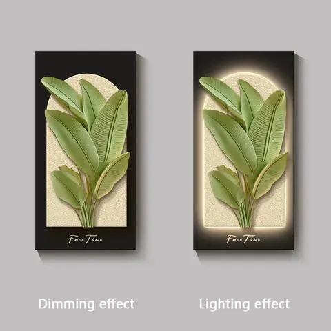植物 单幅 装饰画 现代简约 玄关背景墙挂画 LED带灯画