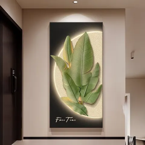 植物 单幅 装饰画 现代简约 玄关背景墙挂画 LED带灯画