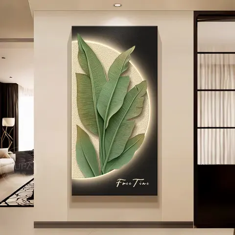 植物 单幅 装饰画 现代简约 玄关背景墙挂画 LED带灯画