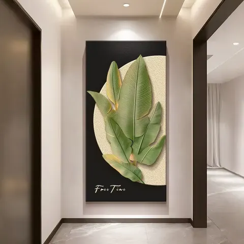 植物 单幅 装饰画 现代简约 玄关背景墙挂画 LED带灯画