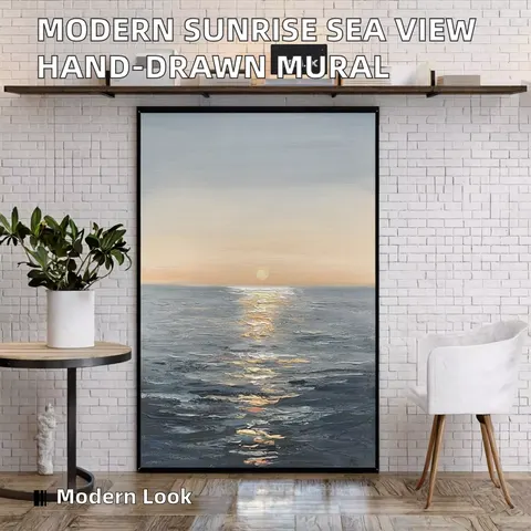 海浪 单幅 装饰画 现代简约 餐厅背景墙挂画 手绘油画