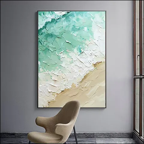 海浪 单幅 装饰画 现代简约 玄关背景墙挂画 手绘油画