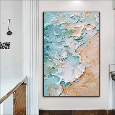 海浪 单幅 装饰画 现代简约 玄关背景墙挂画 手绘油画