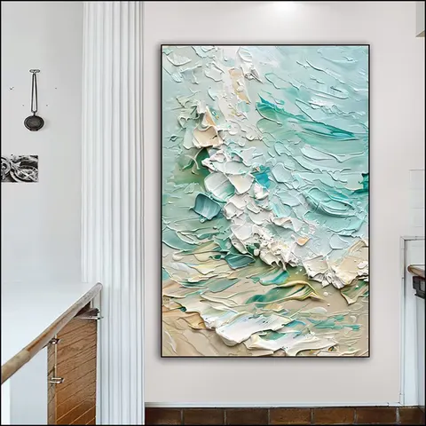 海浪 单幅 装饰画 现代简约 玄关背景墙挂画 手绘油画