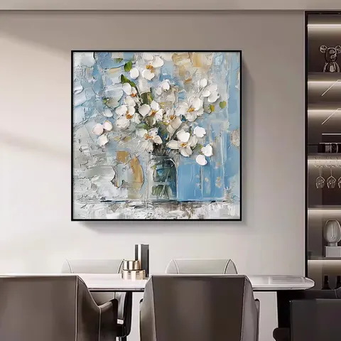 繁花 单幅 装饰画 现代简约 卧室背景墙挂画 手绘油画