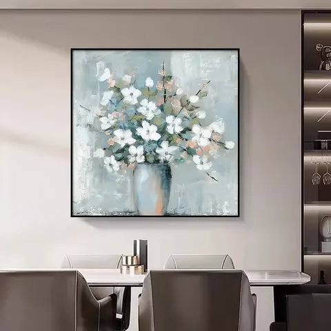 繁花 单幅 装饰画 现代简约 卧室背景墙挂画 手绘油画