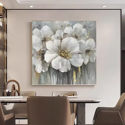 繁花 单幅 装饰画 现代简约 酒店背景墙挂画 LED带灯画