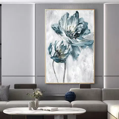 繁花 单幅 装饰画 现代简约 客厅背景墙挂画 手绘油画