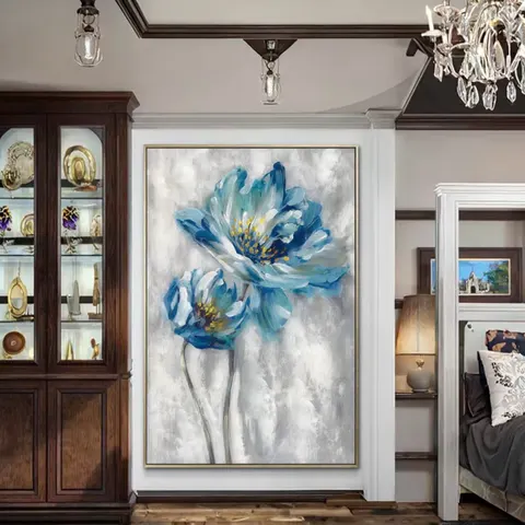 繁花 单幅 装饰画 现代简约 客厅背景墙挂画 手绘油画