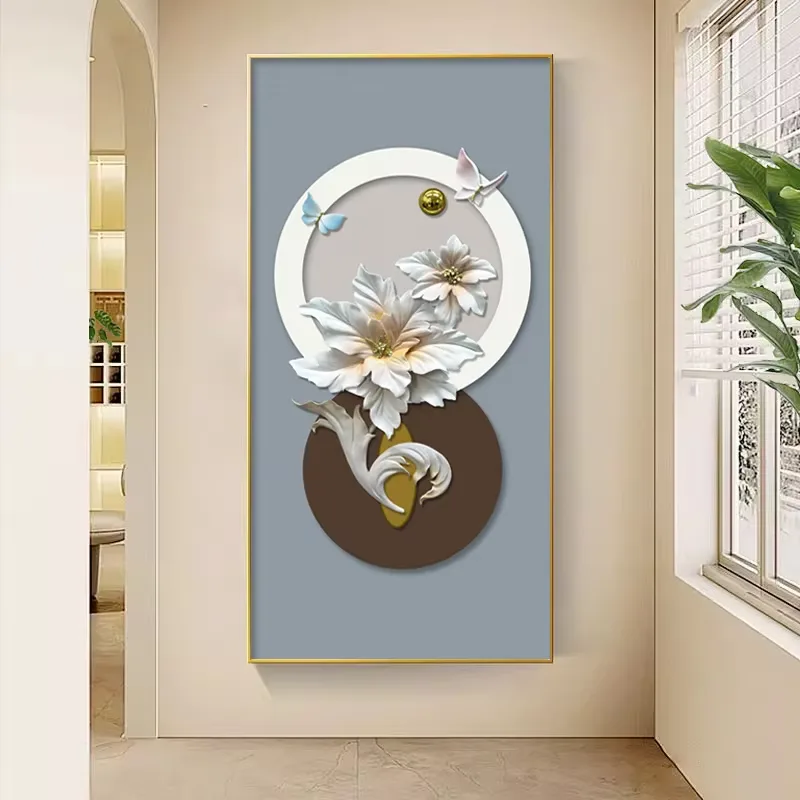 繁花 单幅 装饰画 现代简约 客厅背景墙挂画 LED带灯画