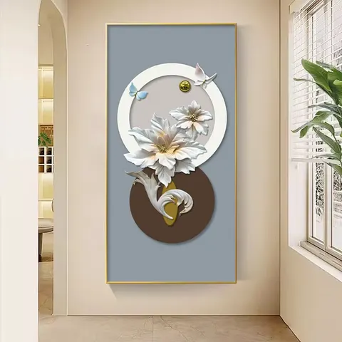 繁花 单幅 装饰画 现代简约 客厅背景墙挂画 LED带灯画