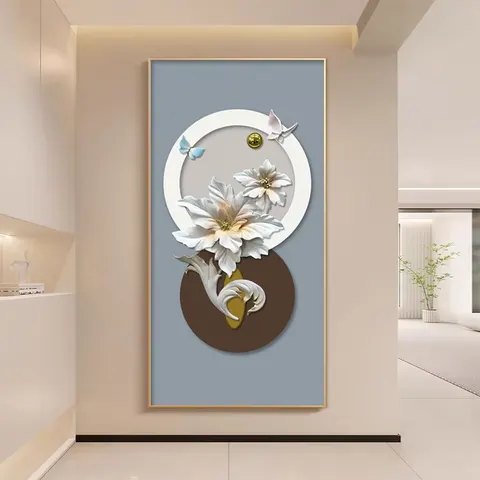 繁花 单幅 装饰画 现代简约 客厅背景墙挂画 LED带灯画