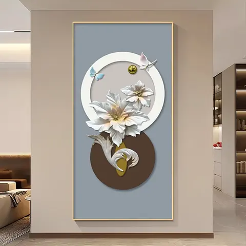 繁花 单幅 装饰画 现代简约 客厅背景墙挂画 LED带灯画