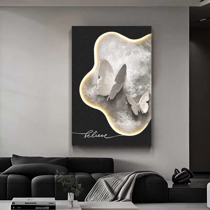 日月星辰 单幅 装饰画 现代简约 客厅背景墙挂画 LED带灯画