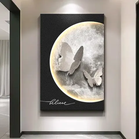 日月星辰 单幅 装饰画 现代简约 客厅背景墙挂画 LED带灯画