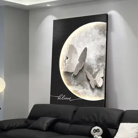 日月星辰 单幅 装饰画 现代简约 客厅背景墙挂画 LED带灯画