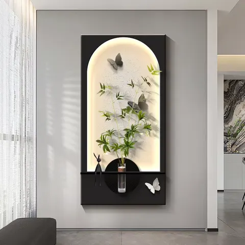 植物 单幅 装饰画 现代简约 客厅背景墙挂画 LED带灯画