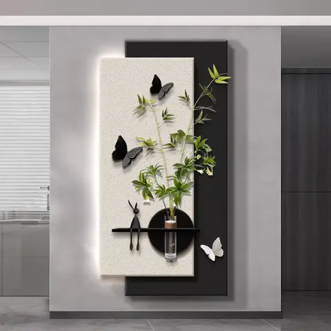 植物 单幅 装饰画 现代简约 客厅背景墙挂画 LED带灯画