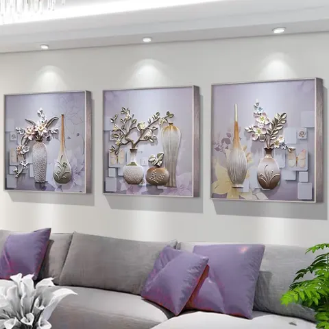 繁花 单幅 装饰画 现代简约 客厅背景墙挂画 砂岩浮雕