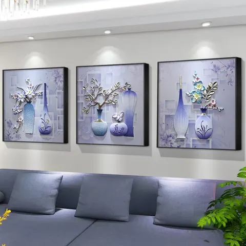 繁花 单幅 装饰画 现代简约 客厅背景墙挂画 砂岩浮雕