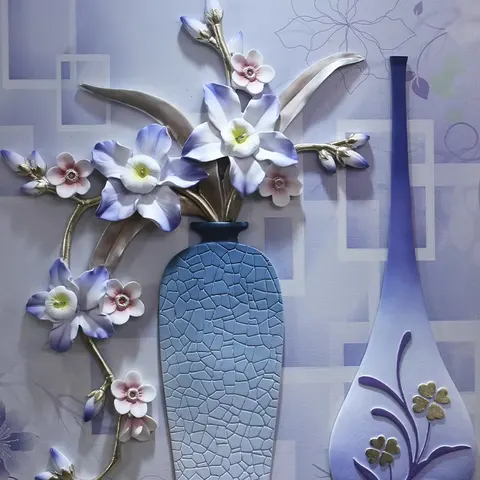 繁花 单幅 装饰画 现代简约 客厅背景墙挂画 砂岩浮雕