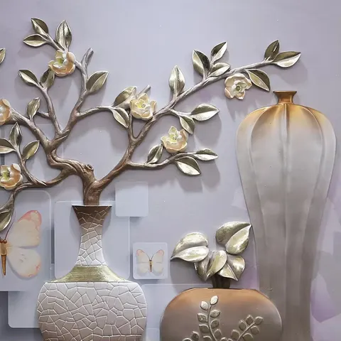 繁花 单幅 装饰画 现代简约 客厅背景墙挂画 砂岩浮雕