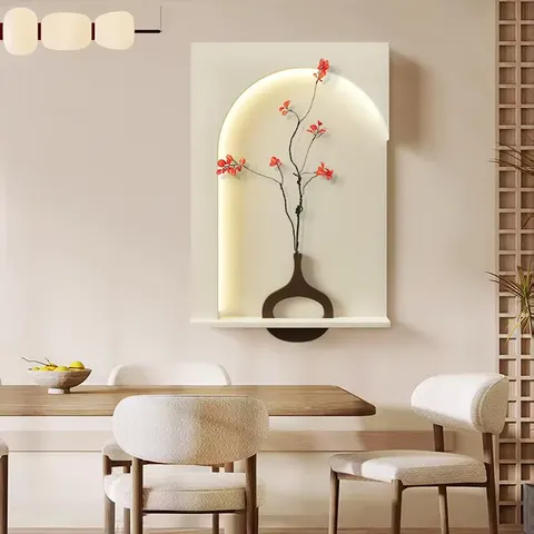 抽象 单幅 装饰画 现代简约 餐厅背景墙挂画 LED带灯画
