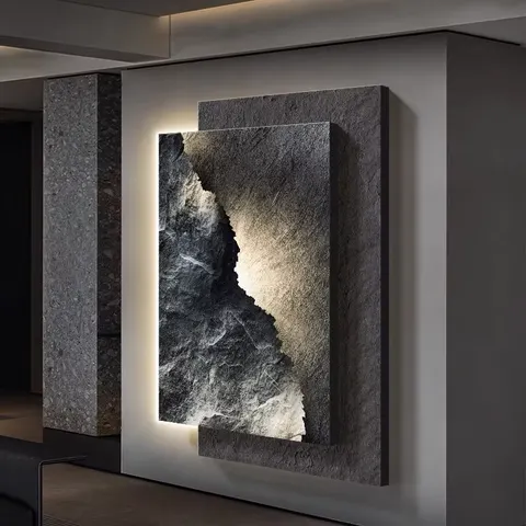 抽象 单幅 装饰画 轻奢风 玄关背景墙挂画 LED带灯画