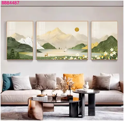 锦鲤 三联 装饰画 现代简约 客厅背景墙挂画