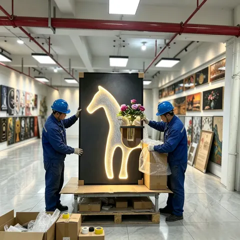繁花 单幅 装饰画 现代简约 玄关背景墙挂画 LED带灯画