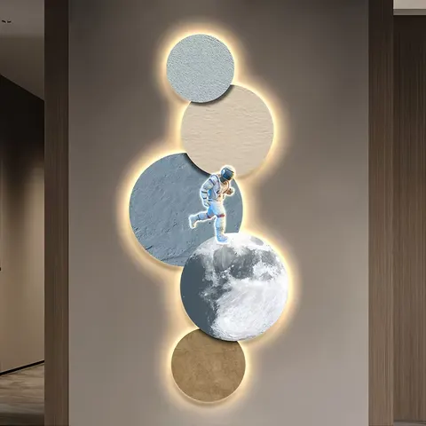 日月星辰 单幅 装饰画 现代简约 客厅背景墙挂画 LED带灯画