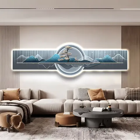 抽象 单幅 装饰画 现代简约 客厅背景墙挂画 LED带灯画