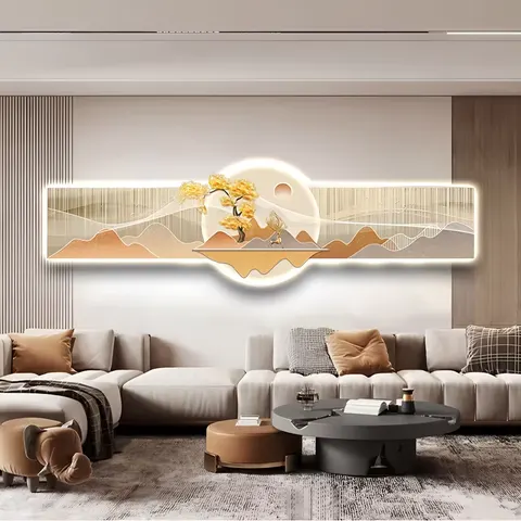 抽象 单幅 装饰画 现代简约 客厅背景墙挂画 LED带灯画