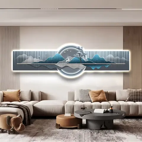 抽象 单幅 装饰画 现代简约 客厅背景墙挂画 LED带灯画