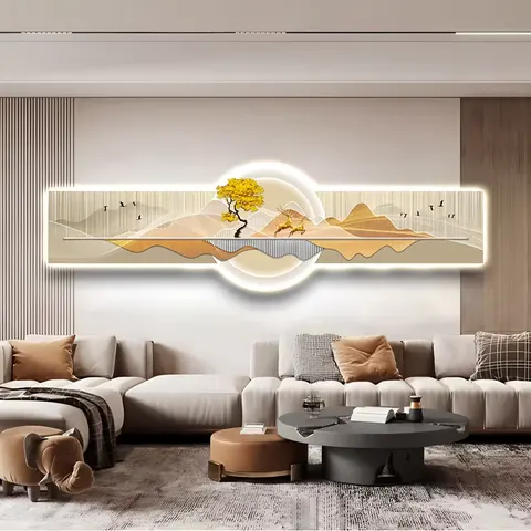 抽象 单幅 装饰画 现代简约 客厅背景墙挂画 LED带灯画