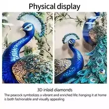 孔雀 单幅 装饰画 轻奢风 客厅背景墙挂画 LED带灯画
