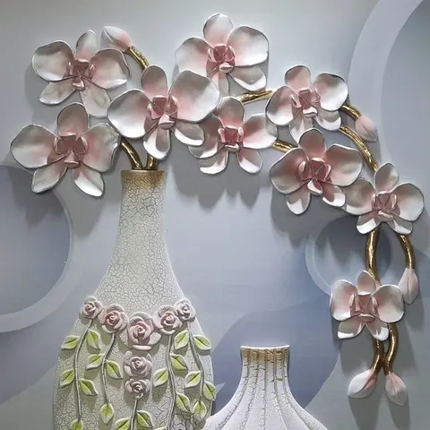 繁花 单幅 装饰画 现代简约 客厅背景墙挂画 砂岩浮雕