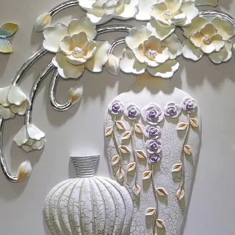 繁花 单幅 装饰画 现代简约 客厅背景墙挂画 砂岩浮雕